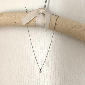 Vintage Silver Choker Necklace with Tiny Butterfly Charm Pendant